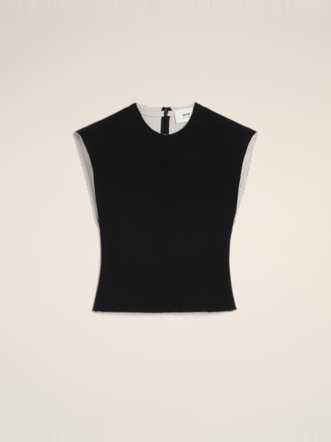 AMI Paris BLACK WOOL SLEEVELESS BICOLOR TOP