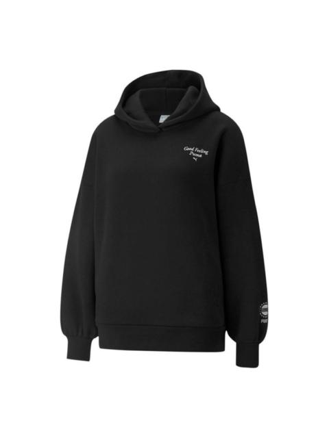 (WMNS) PUMA Logo Wellness Club Crew Hoodie 'Black' 534397-01