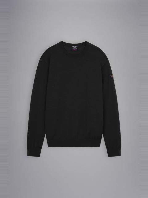 Paul & Shark MERINO WOOL CREW NECK WITH ICONIC BADGE