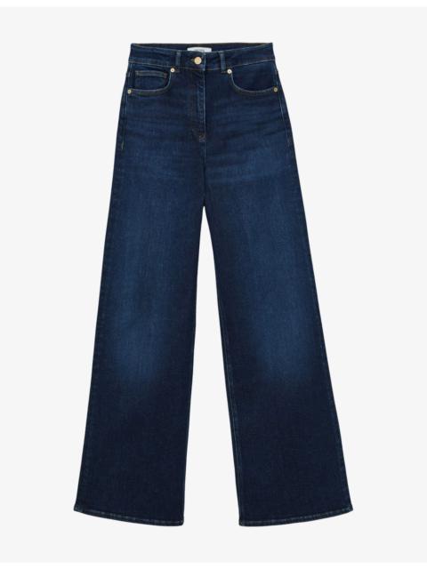 REISS Jas Wide-Leg High-Rise Stretch-Denim Jeans