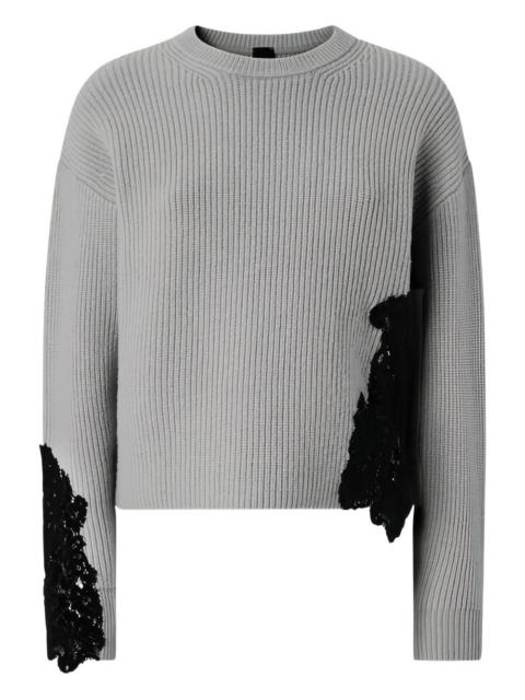 PINKO lace-detail ribbed sweater