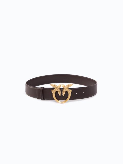 PINKO 4 CM LEATHER BELT WITH LOVE BIRDS BUCKLE