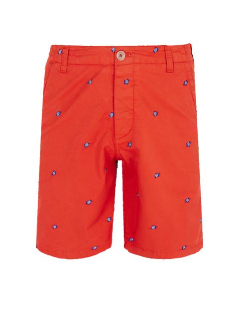 Vilebrequin Men Chino Embroidered Bermuda Shorts Micro Ronde des Tortues