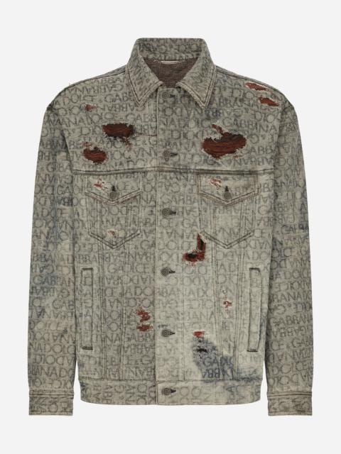 Denim jacket with laser-etched Dolce&Gabbana logo