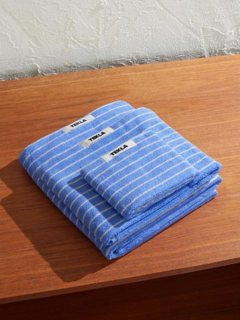TEKLA Set of Three Logo-Appliquéd Striped Organic Cotton Towels