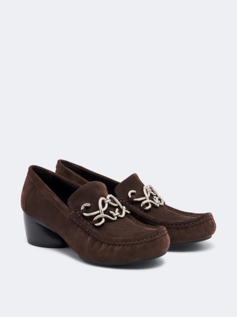 Loewe Dive Double L suede loafer pumps