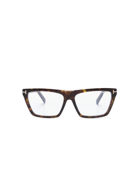 TOM FORD FT5912B tortoiseshell rectangle-frame glasses