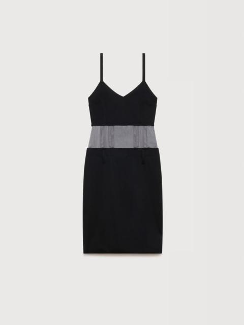 Marni BLACK WOOL DRESS WITH SATIN WAIST