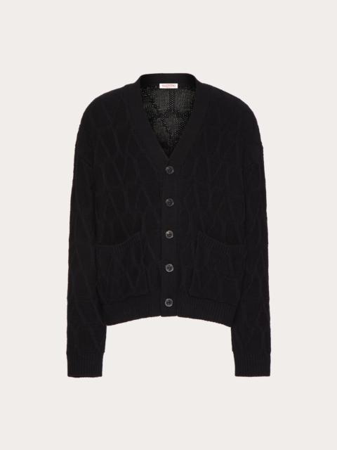 Valentino WOOL CARDIGAN WITH TOILE ICONOGRAPHE PATTERN