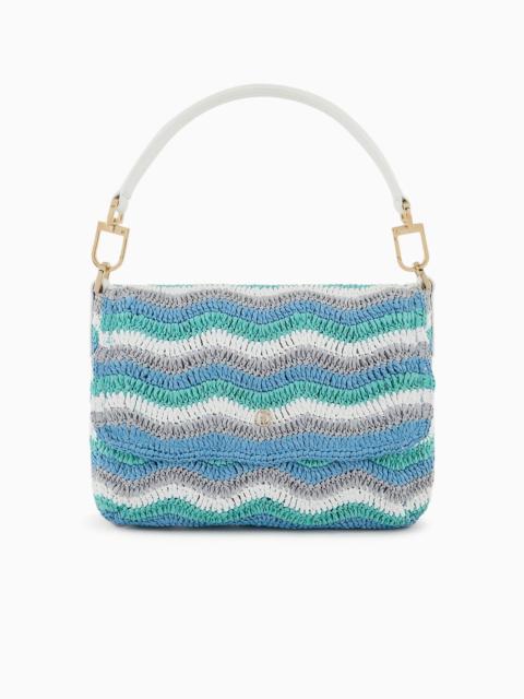 GIORGIO ARMANI La Prima Soft small baguette bag in woven fabric and leather