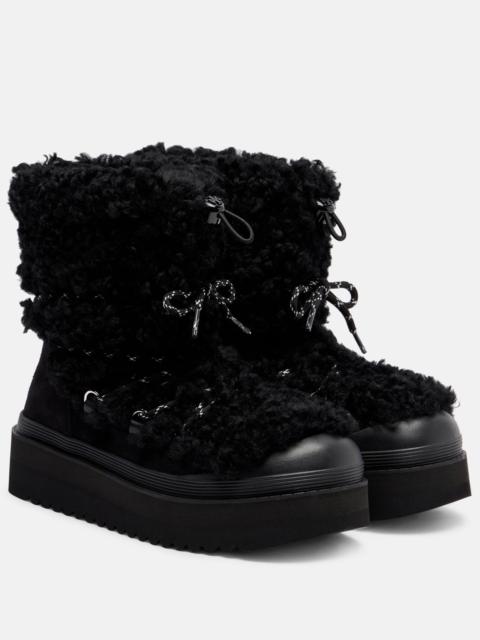 TORY BURCH Mellow shearling and suede lace-up boots