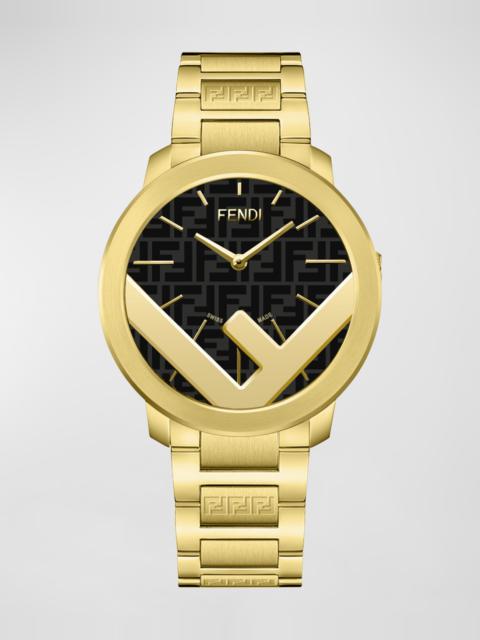 FENDI Men's F Is Fendi IP Yellow Gold Bracelet Watch, 41mm