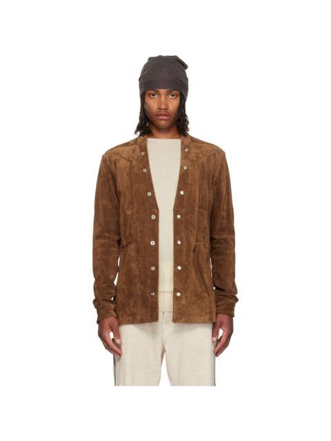 Rick Owens Brown Concordians Larry Fogpocket Suede Jacket