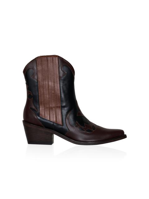 Johanna Ortiz Mule Deer Leather Western Boots black