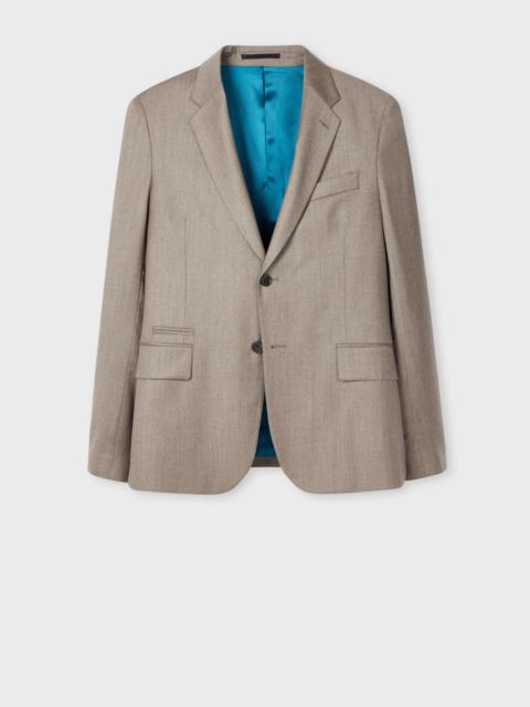 Paul Smith Tailored-Fit Oatmeal Overdyed Wool-Cashmere Flannel Blazer