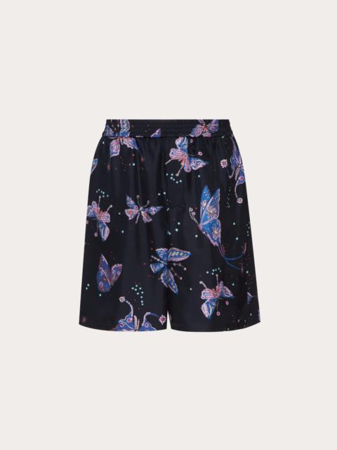 Valentino SILK BERMUDA SHORTS WITH VALENTINO UTOPIA BUTTERFLY PRINT