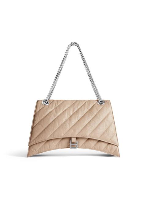 Women's Crush Large Chain Bag Quilted  in Beige