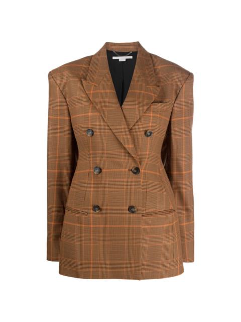 double-breasted checked wool blazer