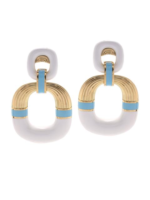 DAVID WEBB Light Blue White Radiator Hoop Earrings