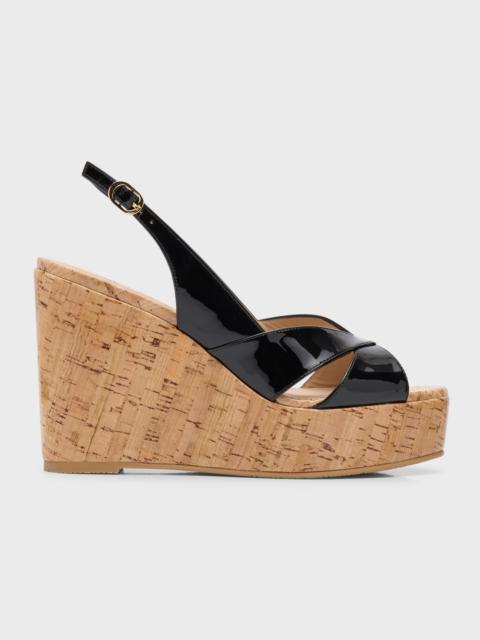 Carmen Patent Slingback Wedge Sandals