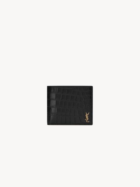 SAINT LAURENT TINY CASSANDRE EAST/WEST WALLET WITH COIN PURSE IN CROCODILE-EMBOSSED MATTE LEATHER
