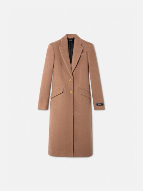 VERSACE Camel Wool Single-Breasted Long Coat