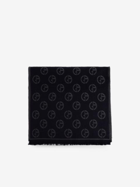 GIORGIO ARMANI monogram fringed scarf