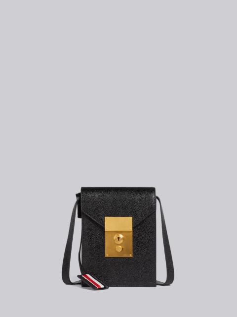 Thom Browne Black Pebble Grain Leather Mr. Thom Phone Holder With Strap