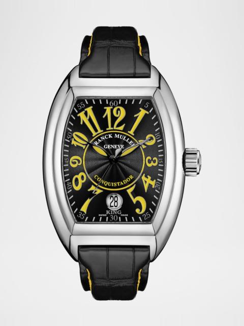 FRANCK MULLER Men's Conquistador Watch with Black Dial and Yellow Numerals