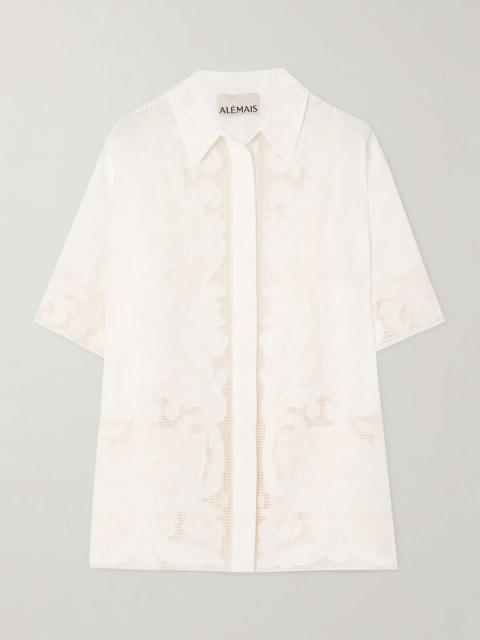 ALÉMAIS Pegasus embroidered linen shirt