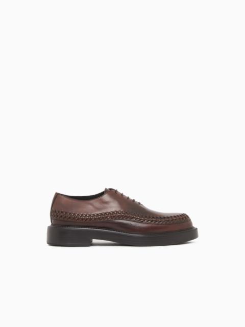 EMPORIO ARMANI LACE-UPS IN BUFFED LEATHER