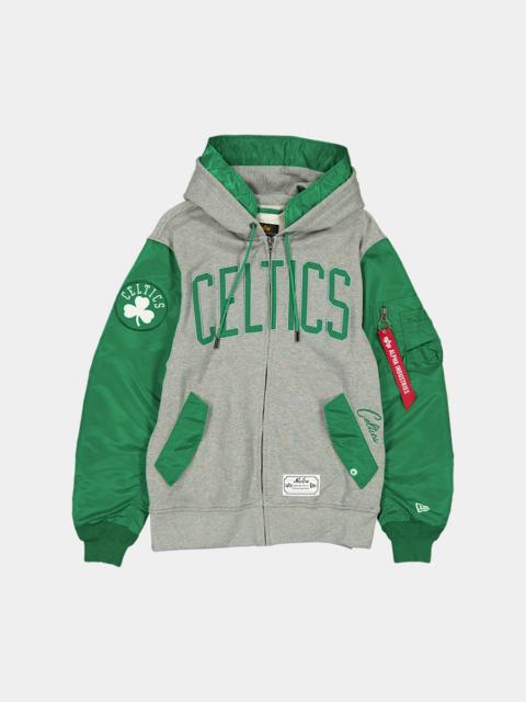 ALPHA INDUSTRIES BOSTON CELTICS X ALPHA X NEW ERA MA-1 ZIP UP HOODIE