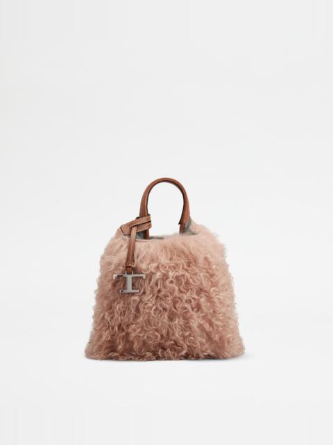 Tod's TOD'S MICRO BAG IN MOHAIR AND LEATHER MICRO - PINK