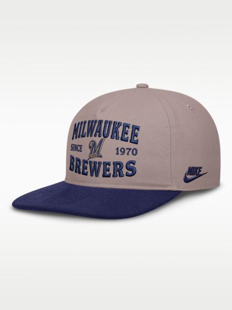 Nike Milwaukee Brewers Cooperstown Pro Men's Nike MLB A-Frame Adjustable Hat