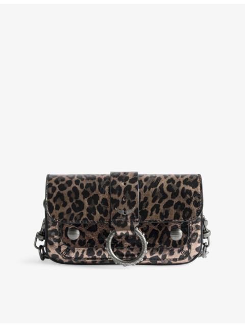 Zadig & Voltaire Kate Leopard-Print Metallic-Leather Wallet Bag