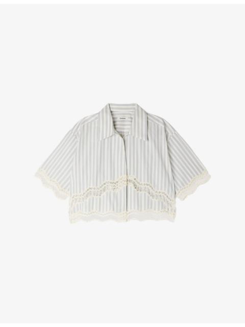 Sandro Striped Cropped Cotton Shirt