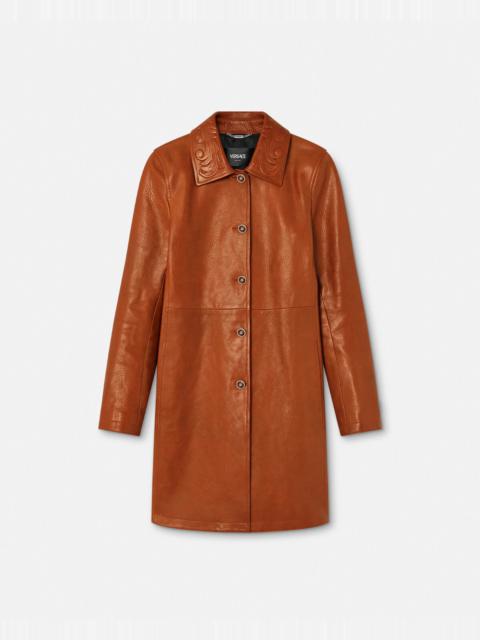 VERSACE Barocco A-Line Leather Coat