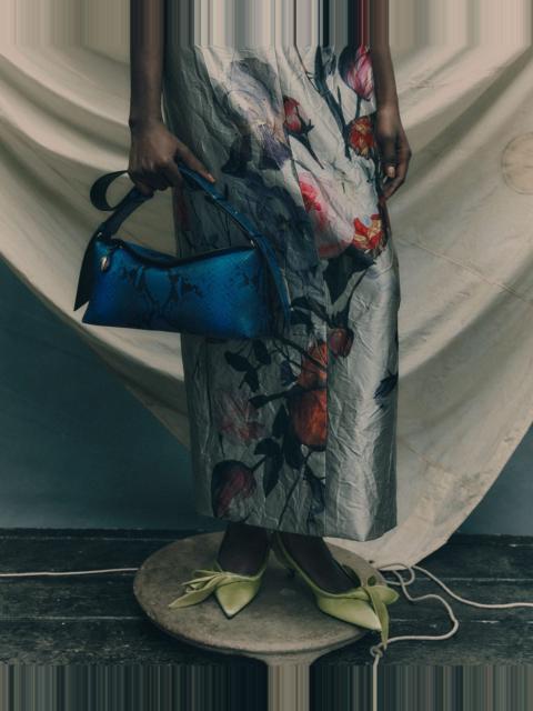 Erdem FLORAL PRINT TEXTURED SATIN OFF-THE-SHOULDER GOWN