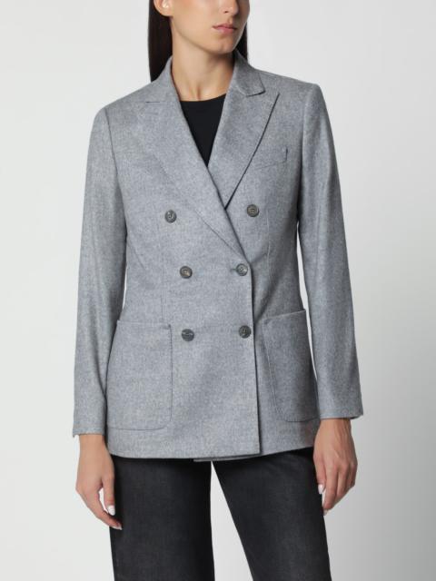 Max Mara Double-breasted blazer in grey silk and cashmere