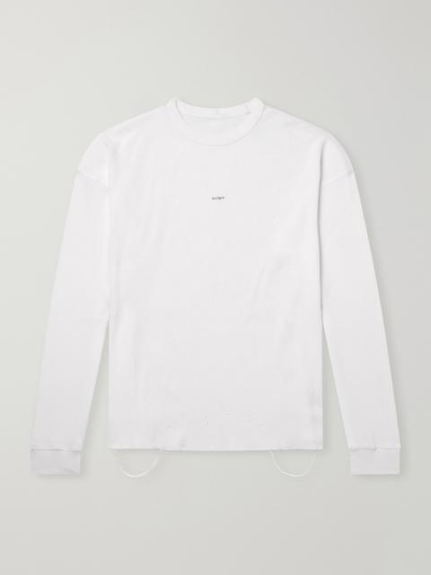 SATISFY Logo-Print Distressed MothTech™ Organic Cotton-Jersey T-Shirt