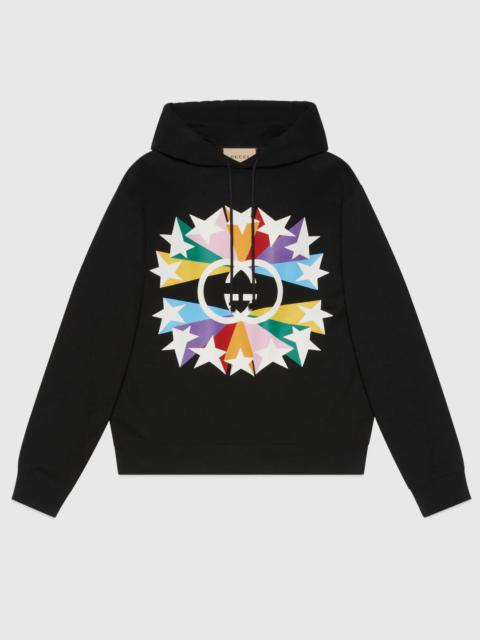 Interlocking G star burst print cotton sweatshirt
