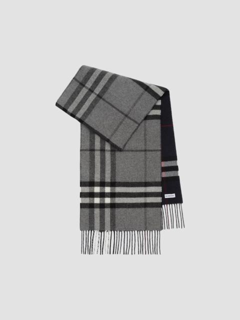 Burberry Men's Reversible Check Cashmere Scarf - Marlbo Rough Grey Ink