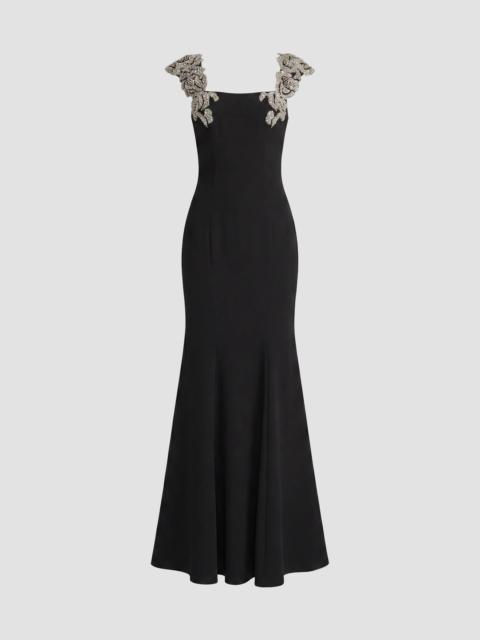 MAC DUGGAL Women's Embellished Strap Crepe Mermaid Gown - Black