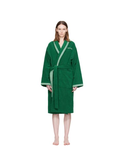 VERSACE Green Cotton-Terry Jacquard Bathrobe