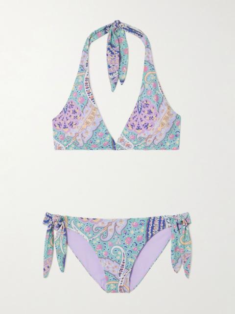 Etro Paisley-print halterneck bikini Light blue