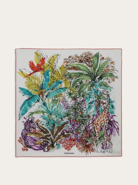 FERRAGAMO JUNGLE PRINT SILK FOULARD