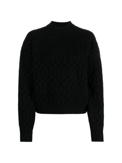 patterned-intarsia crew-neck jumper