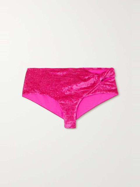 VERSACE Twisted stretch-velvet bikini briefs
