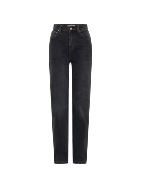 high-waisted straight-leg jeans