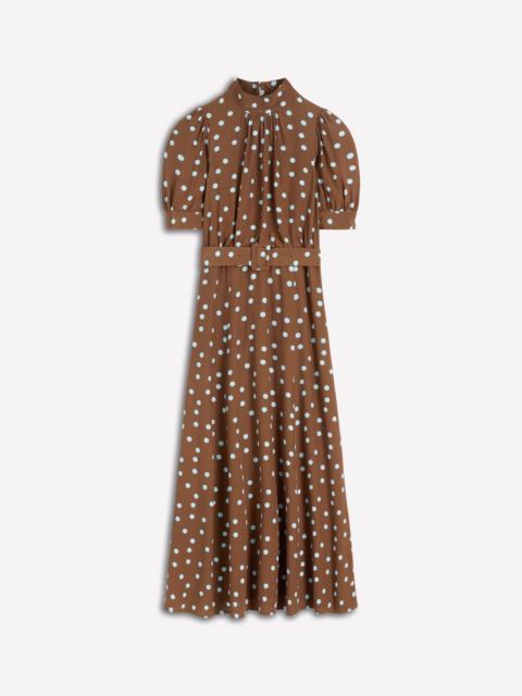 BODEN High Neck Belted Dress-Raw Umber, Painted Dot